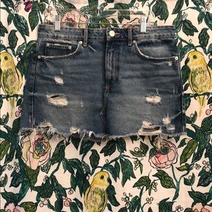 Zara Distressed Jean Mini Skirt